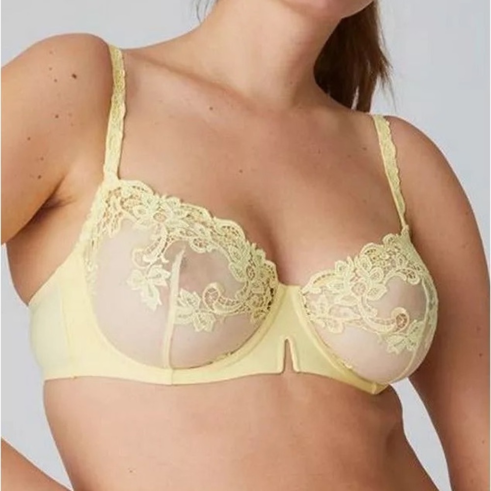 NWT Simone Perele Saga yellow Demi bra 36E & briefs L